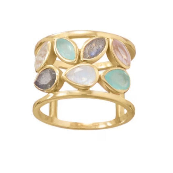 NWT - 14 Karat Gold Plated Multi Gemstone Ring